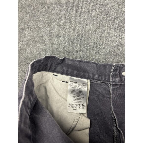Carhartt Pants Mens 36x32 Gray Relaxed Fit Canvas Work Utility Carpenter Rugged - Picture 9 of 9